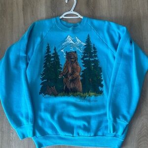 Fruit of the Loom Vintage Blue Crewneck Sweater Boulder, Montana